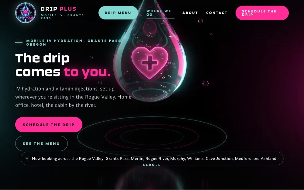 Home page of the Drip Plus demo site