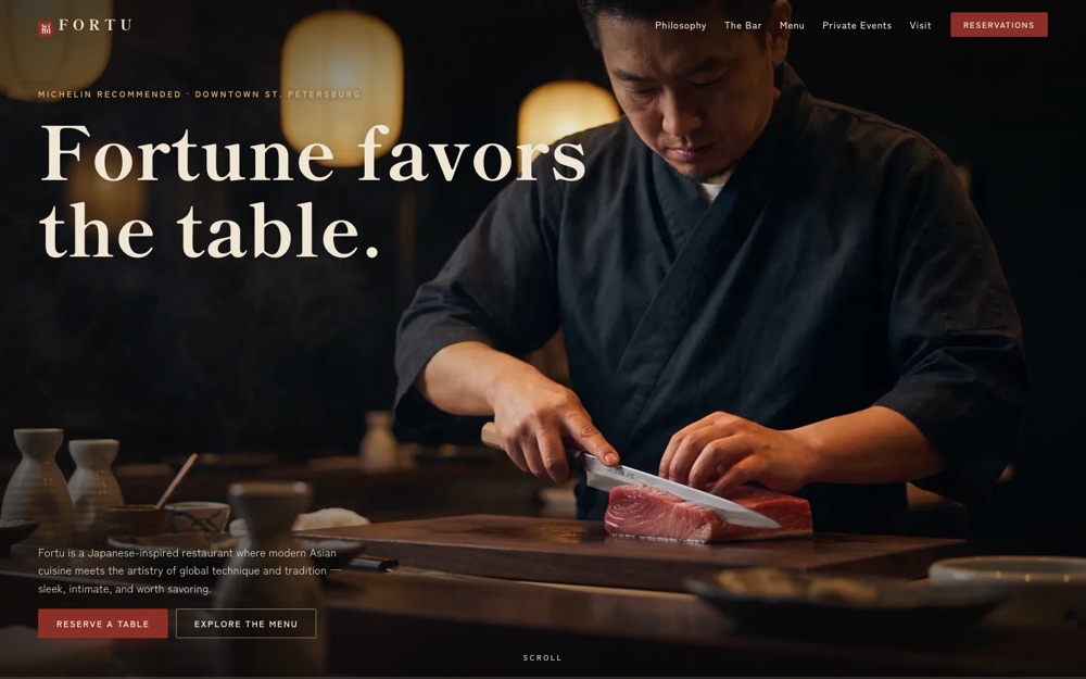 Home page of the Fortu demo site