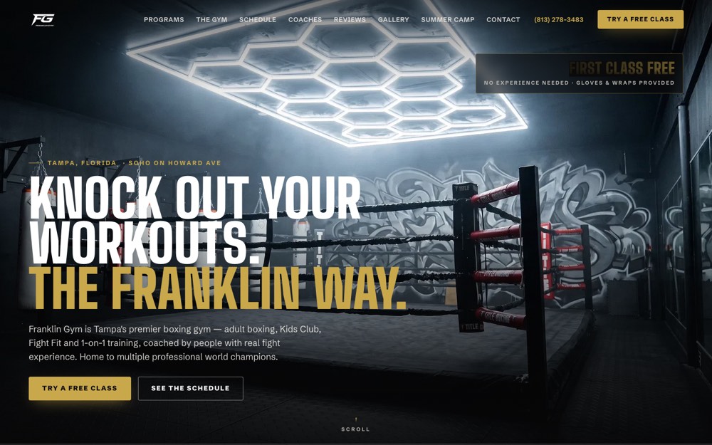 Home page of the Franklin Gym demo site